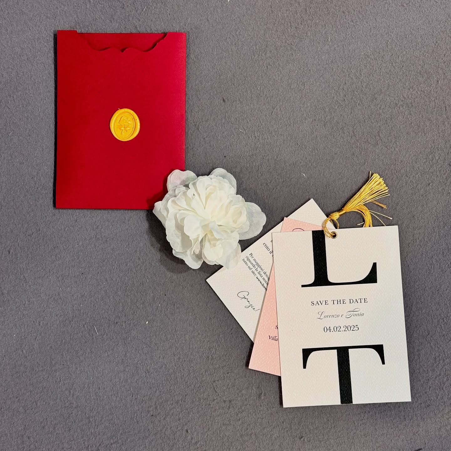 Partecipazione Matrimonio "Red Fold" Elegante — partecipazione di matrimonio personalizzata Effegi Lab