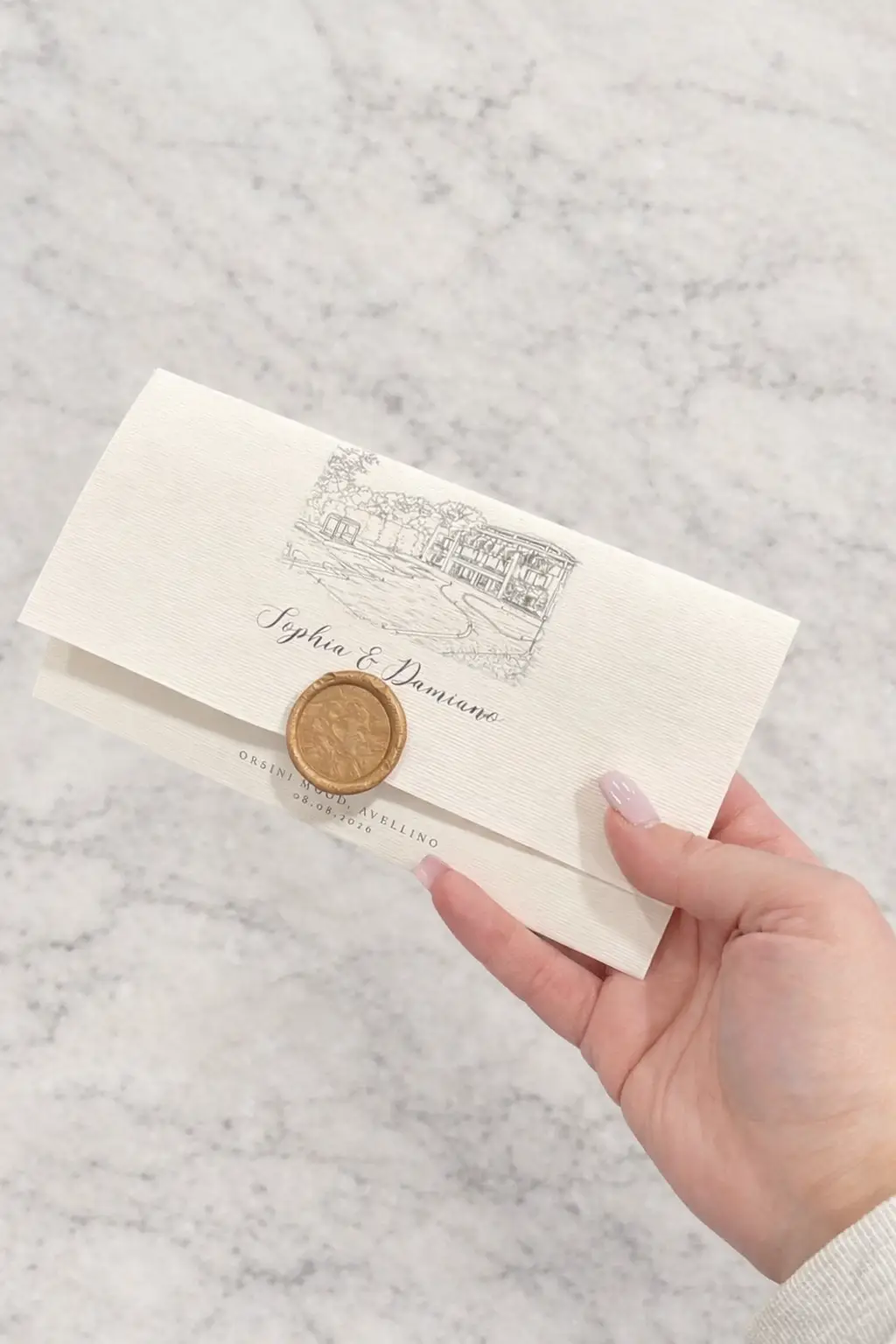 Partecipazione Matrimonio "FOLD" Pieghevole con Ceralacca — partecipazione matrimonio personalizzata Effegi Lab
