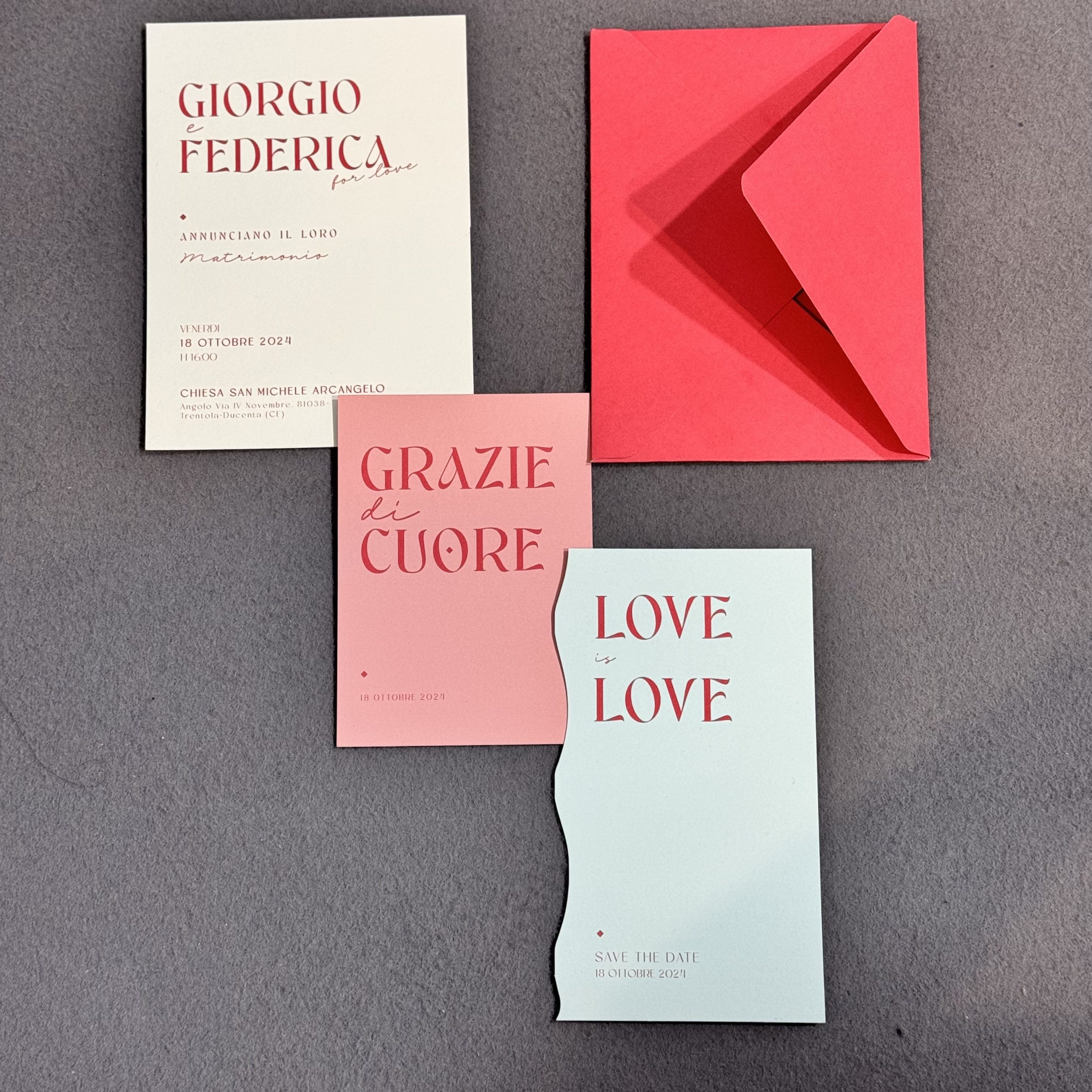 Partecipazione Matrimonio "Love" in Carta Martellata — partecipazione matrimonio personalizzata Effegi Lab