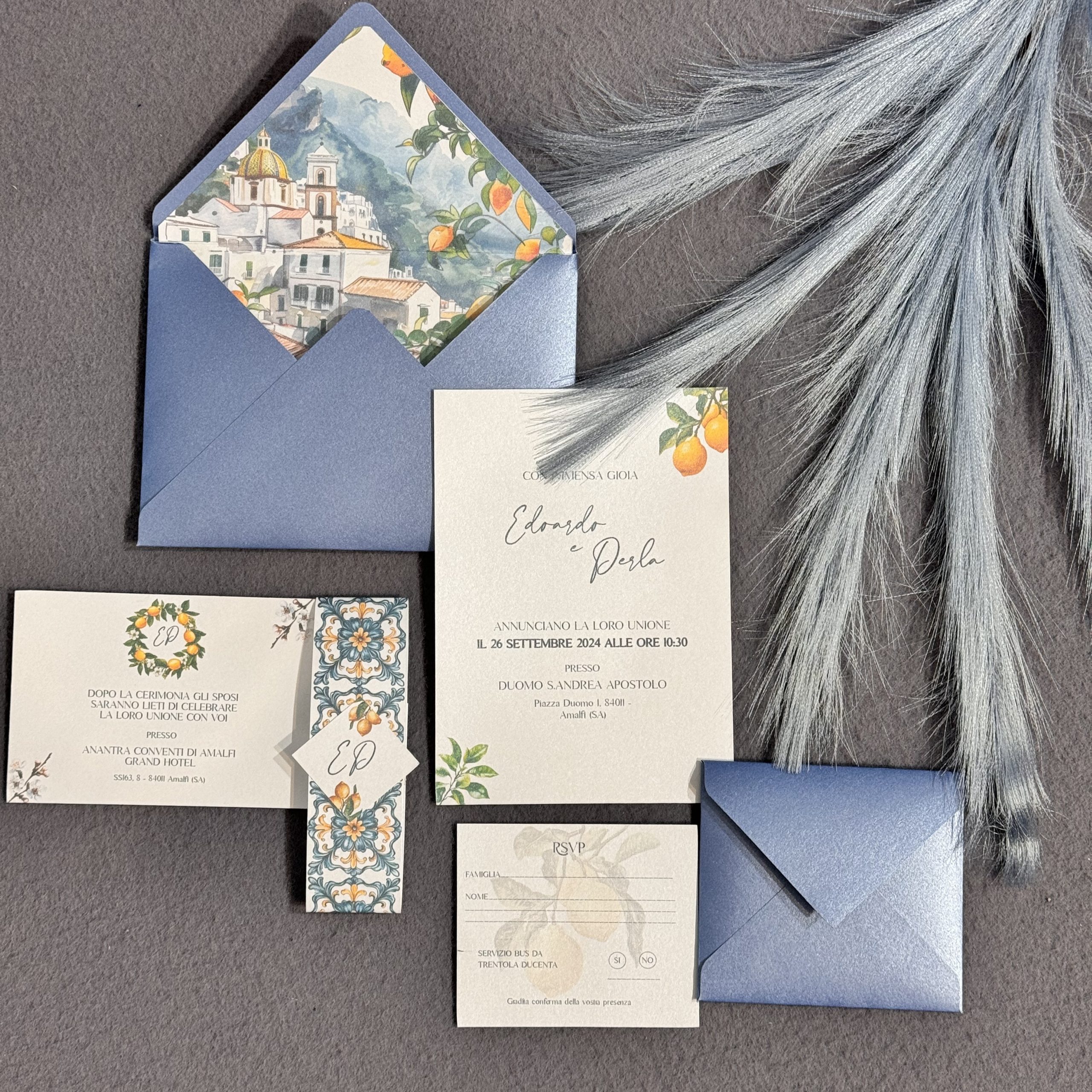 Partecipazione Matrimonio "Amalfi Coast" Costiera Amalfitana  · dettaglio 2