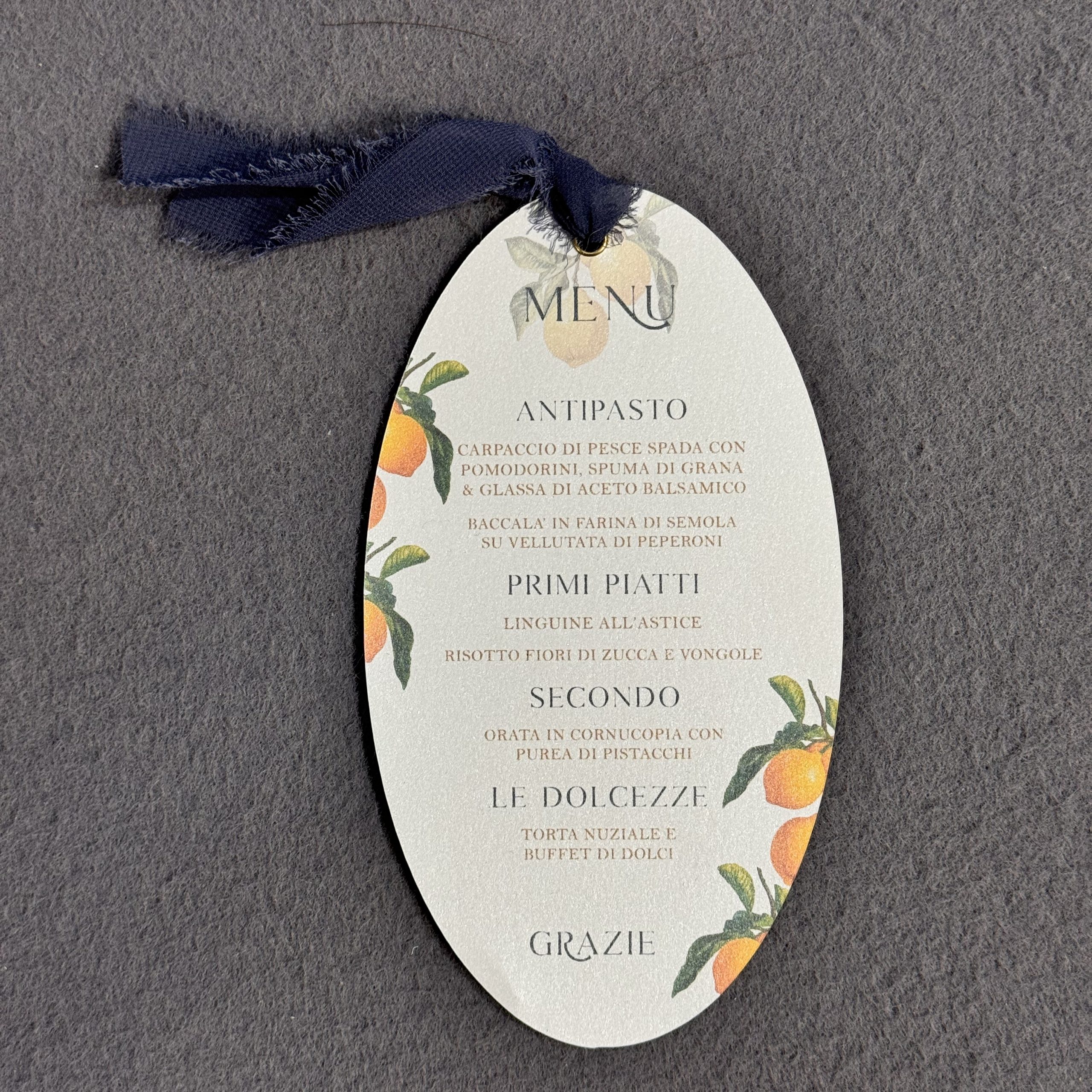 Menù Matrimonio "Amalfi Coast" — partecipazione di matrimonio personalizzata Effegi Lab