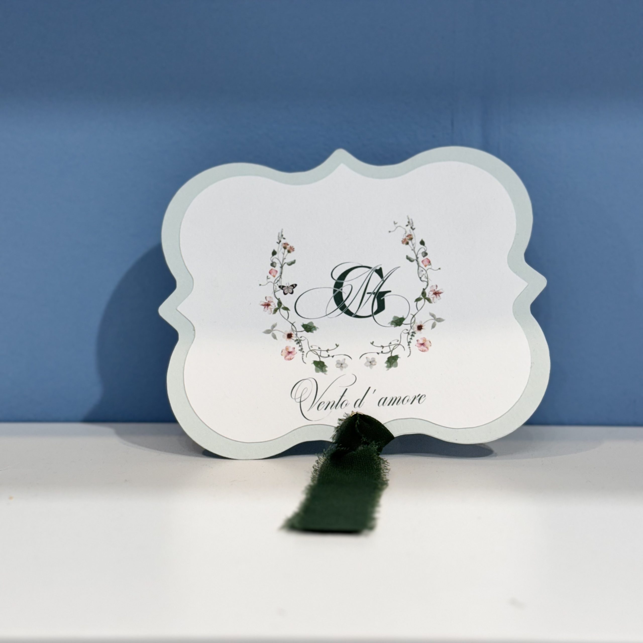 Ventaglio Matrimonio "Elegant Green" — partecipazione di matrimonio personalizzata Effegi Lab