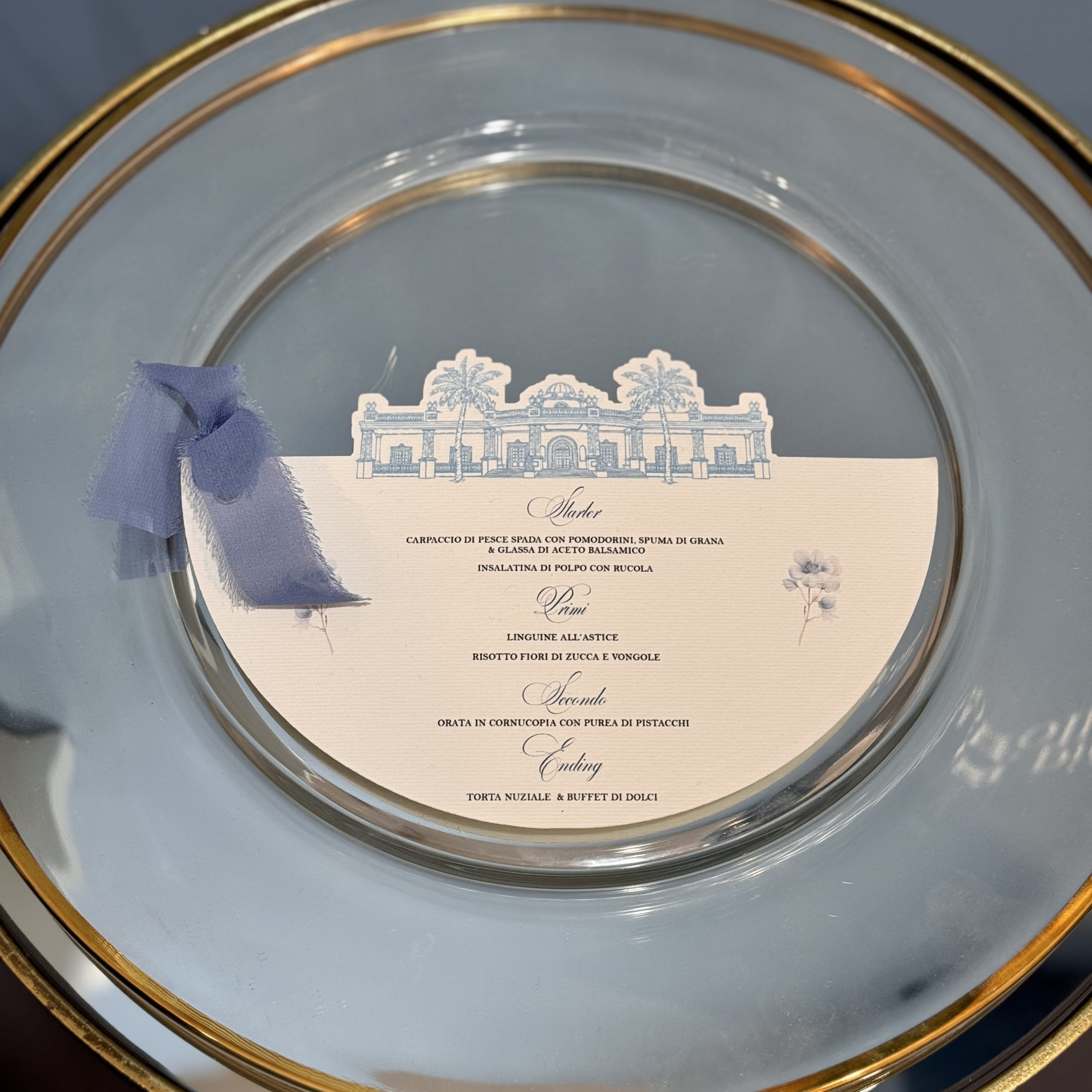 Menù Matrimonio "Soft Blue Lovely" — partecipazione di matrimonio personalizzata Effegi Lab