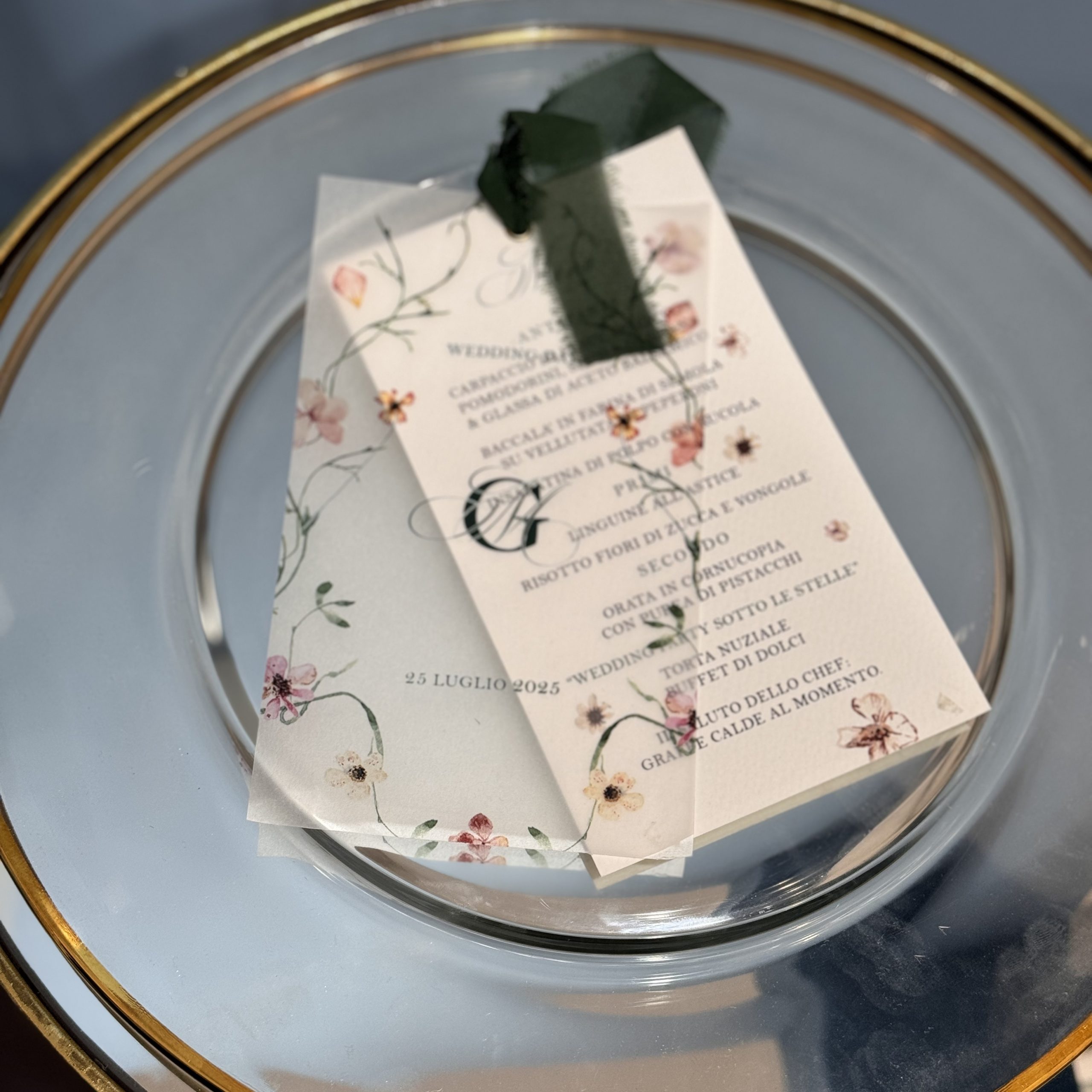 Menù Matrimonio "Elegant Green" — partecipazione di matrimonio personalizzata Effegi Lab