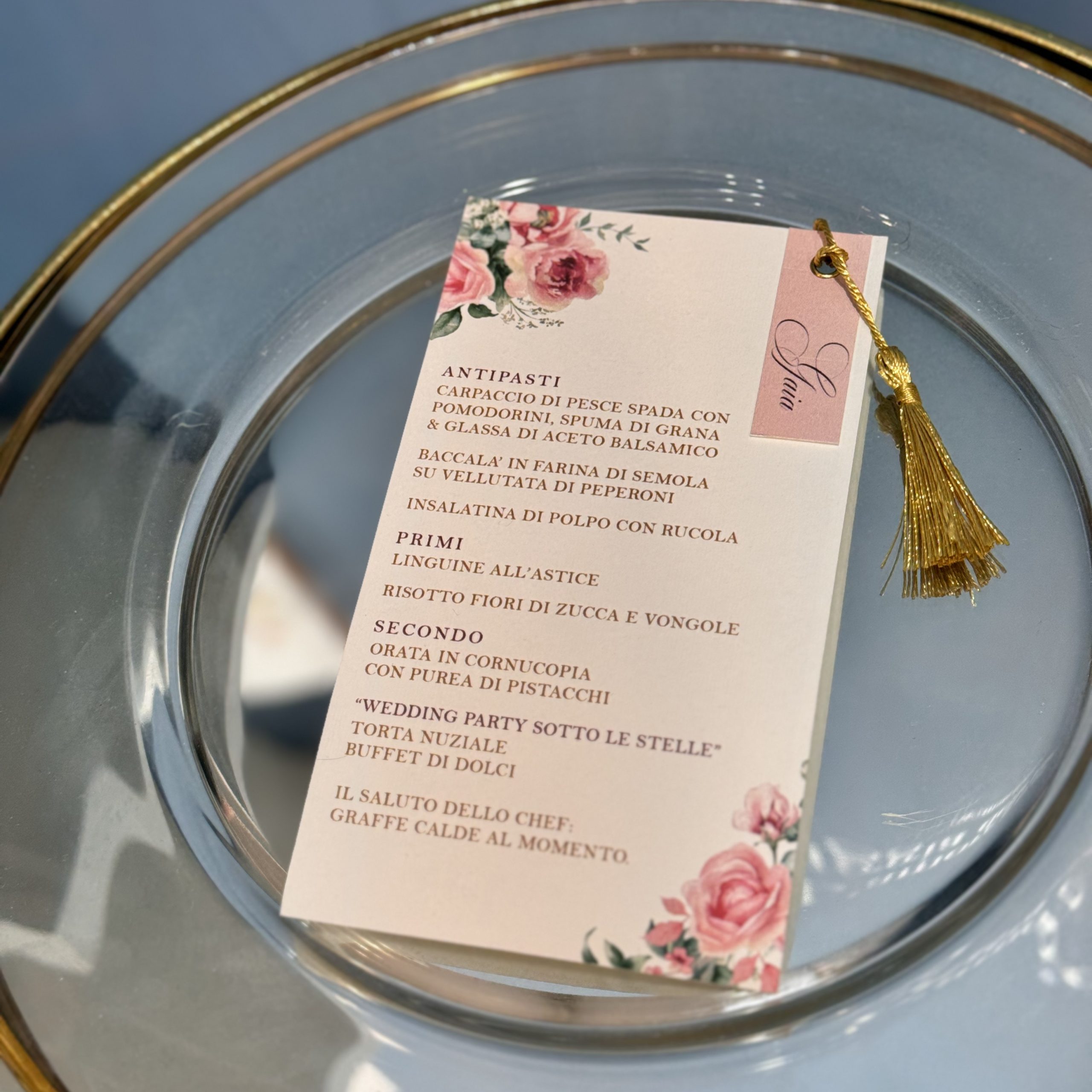 Menù Matrimonio "Dreamy Pink Rose" — partecipazione di matrimonio personalizzata Effegi Lab