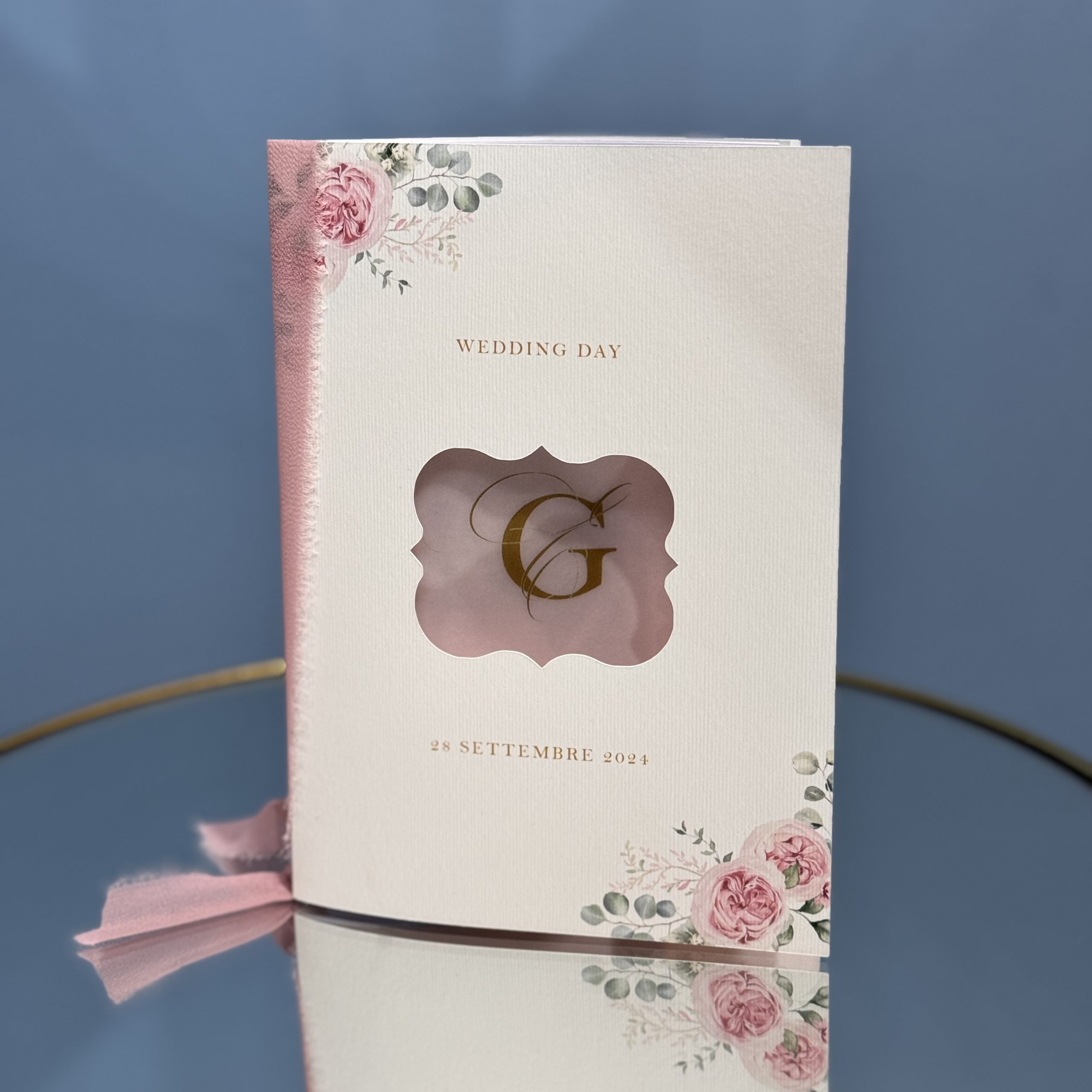 Libretto Messa Matrimonio "Dreamy Pink Rose" — partecipazione di matrimonio personalizzata Effegi Lab
