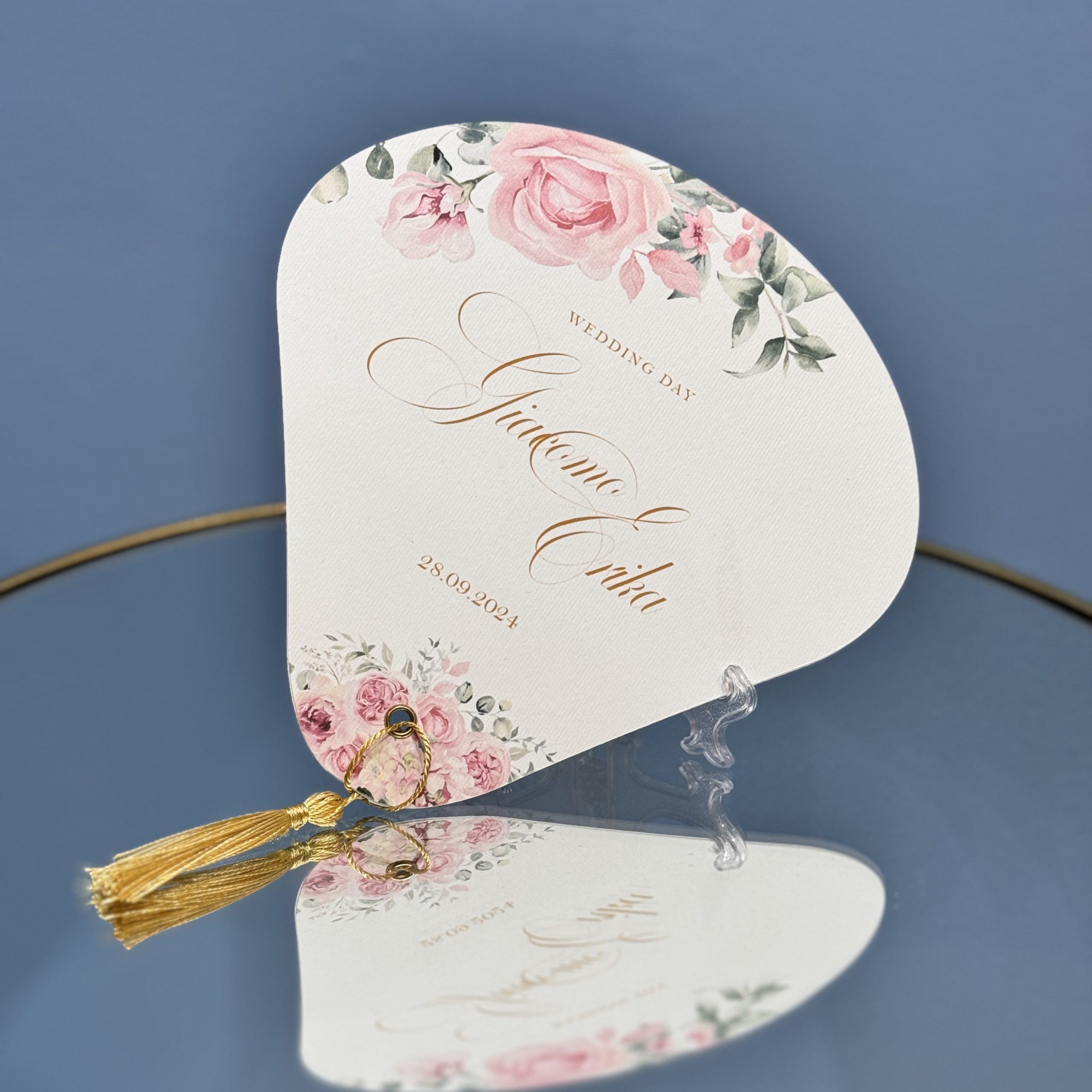 Ventaglio Matrimonio "Dreamy Pink Rose" — partecipazione di matrimonio personalizzata Effegi Lab