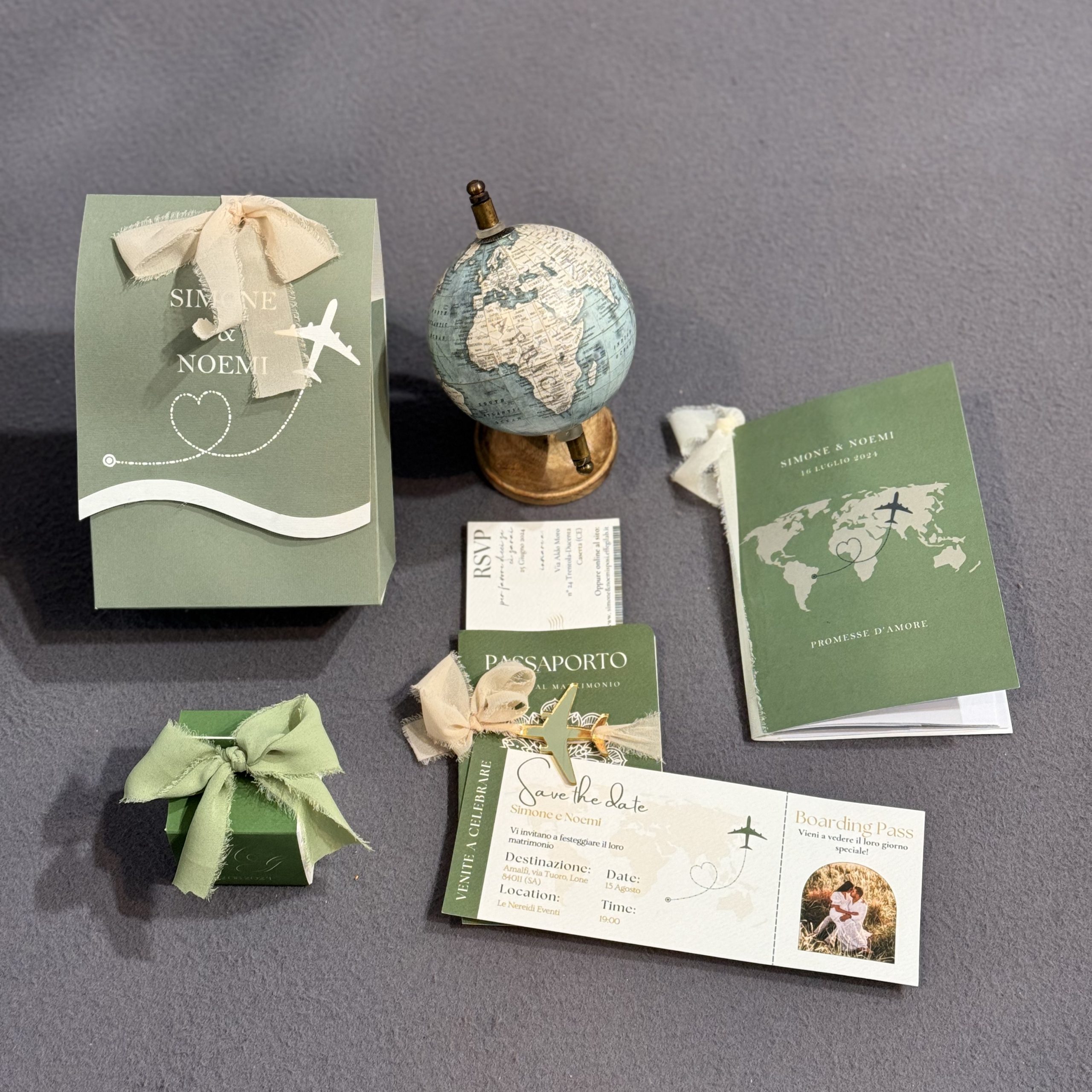 Kit Cerimonia Completo "Magic Travel" Coordinato — partecipazione di matrimonio personalizzata Effegi Lab