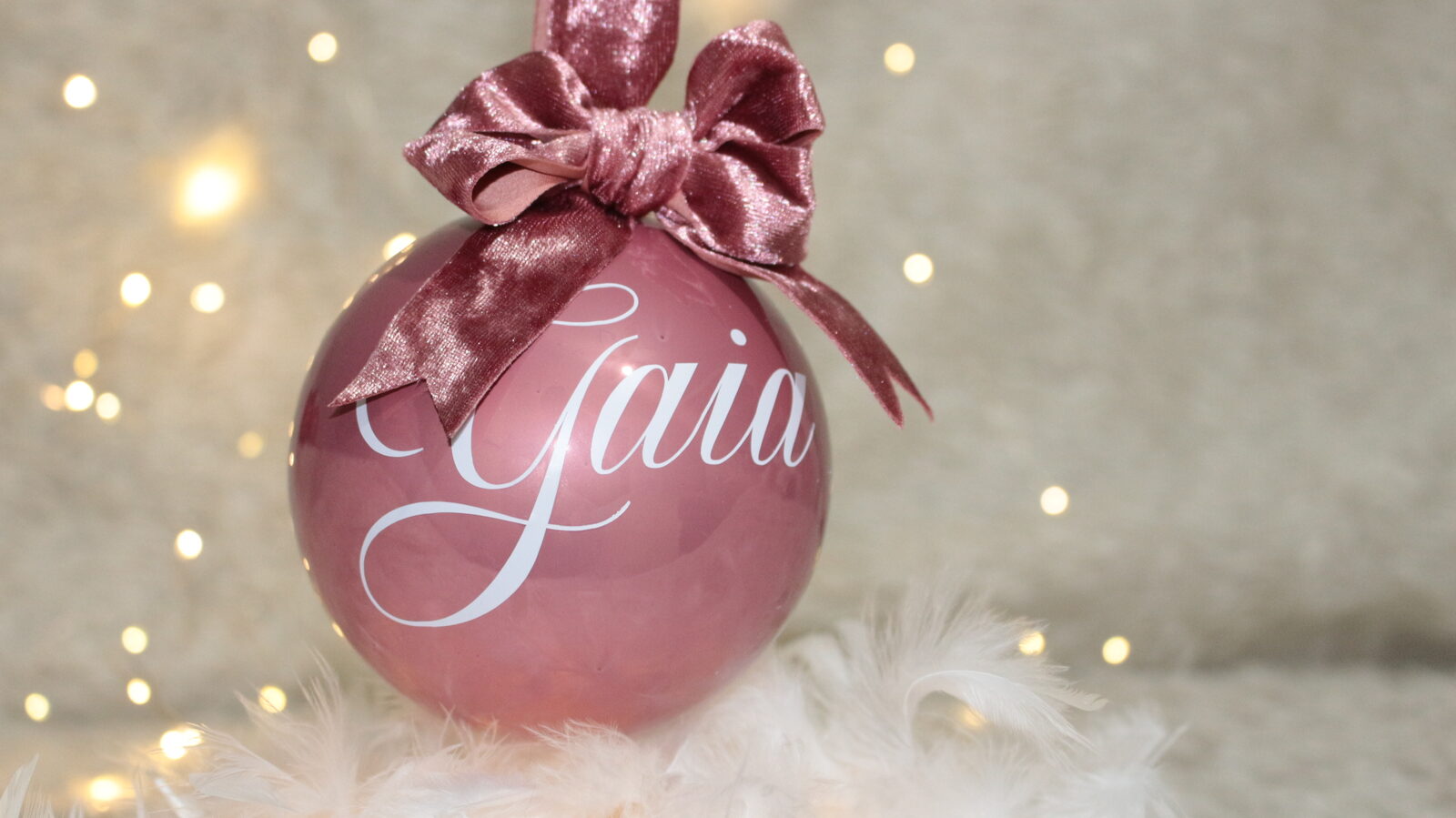 Il Tuo Nome — Rosa Antico — pallina di Natale personalizzata in vetro 10 cm, Rosa antico perlato