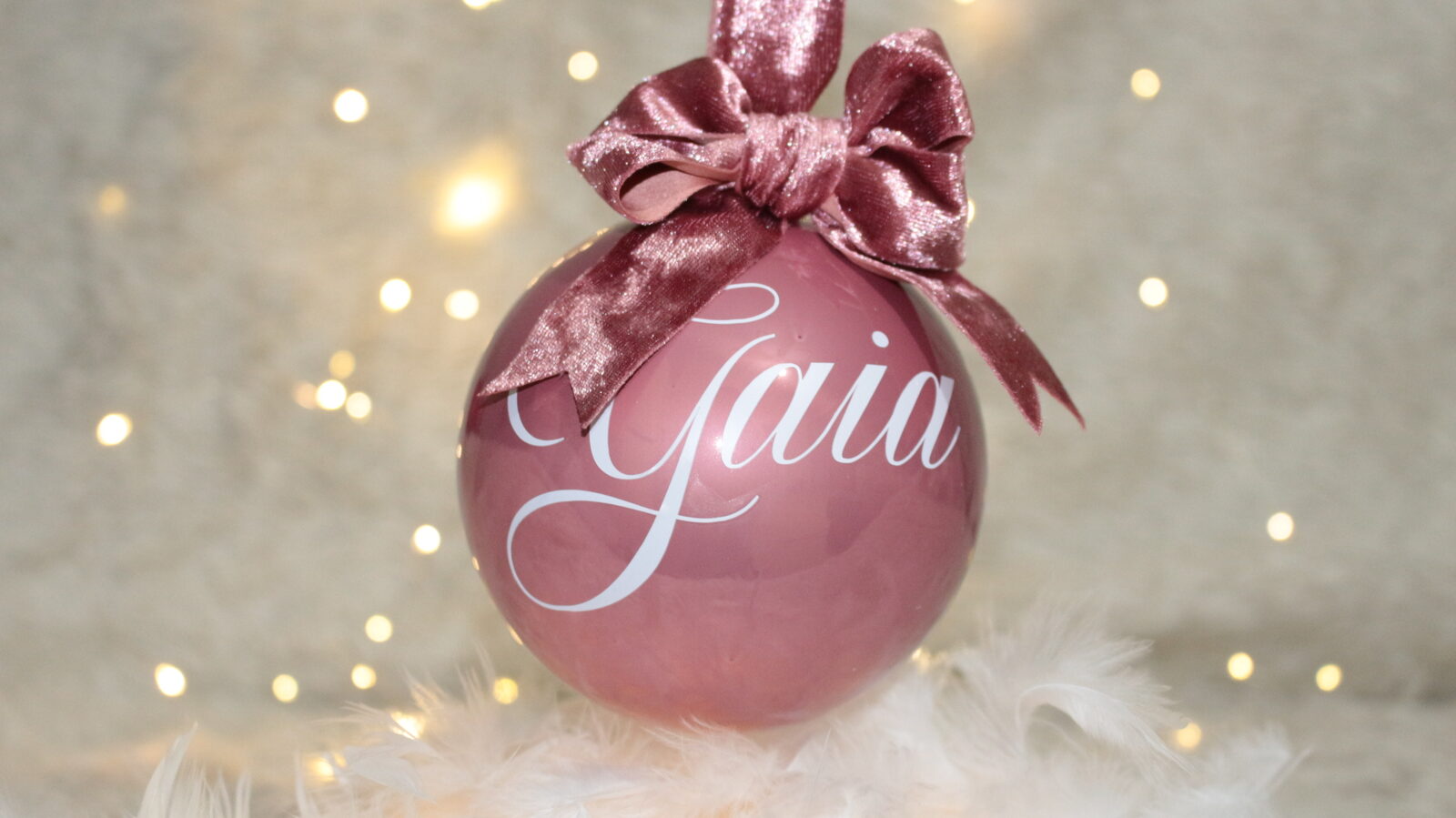 Il Tuo Nome — Rosa Antico — pallina di Natale personalizzata in vetro 10 cm, Rosa antico perlato