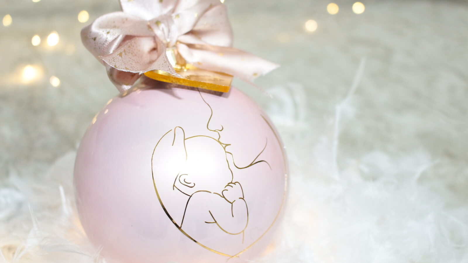 Mom is my Life — pallina di Natale personalizzata in vetro 10 cm, Rosa cipria perlato