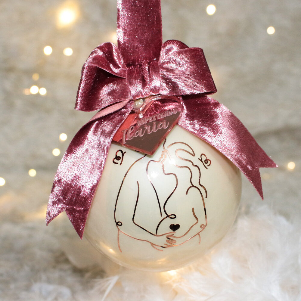 All my World — pallina di Natale personalizzata in vetro 10 cm, Avorio perla