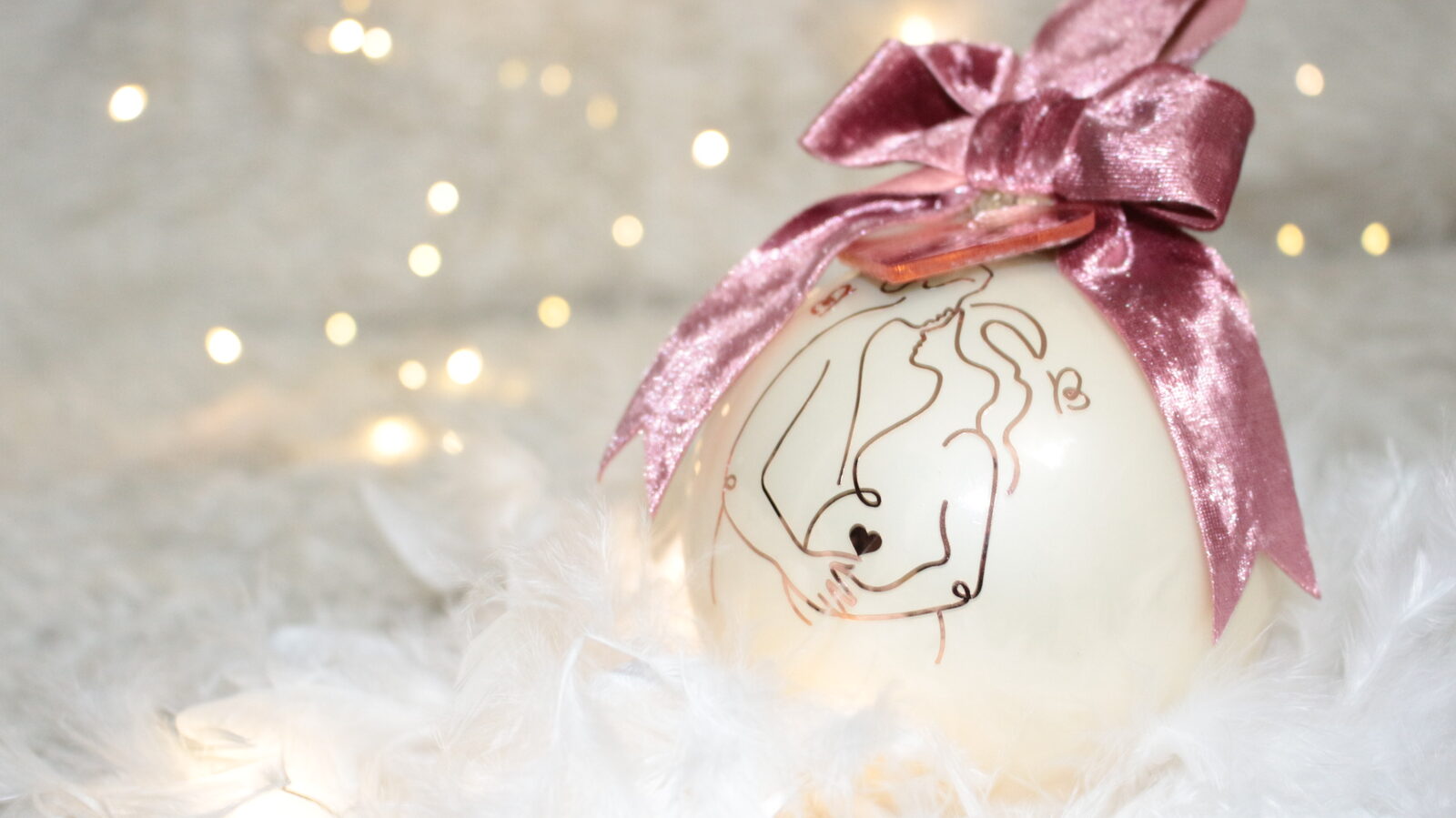 All my World — pallina di Natale personalizzata in vetro 10 cm, Avorio perla