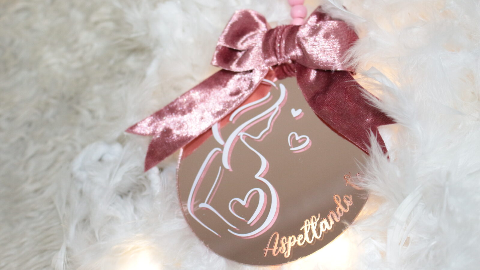 Aspettando — Rose Gold — pallina di Natale personalizzata in vetro 10 cm, Specchiata rosa oro